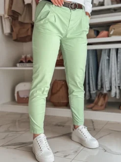 Spodnie Damskie>Dstreet Spodnie damskie chinosy z paskiem MODELA miętowe UY2631