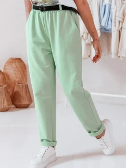 Spodnie Damskie>Dstreet Spodnie damskie chinosy z paskiem TAILANDI miętowe UY2552