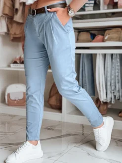 Spodnie Damskie>Dstreet Spodnie damskie chinosy z paskiem MODELA niebieskie UY2567