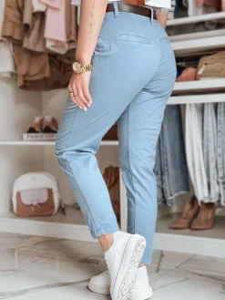 Spodnie Damskie>Dstreet Spodnie damskie chinosy z paskiem MODELA niebieskie UY2567