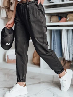 Spodnie Damskie>Dstreet Spodnie damskie chinosy z paskiem RELCIX czarne UY2584