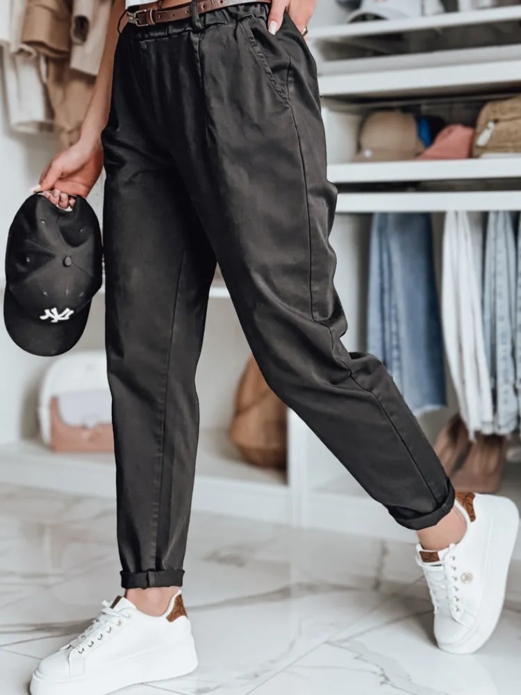 Spodnie Damskie>Dstreet Spodnie damskie chinosy z paskiem RELCIX czarne UY2584