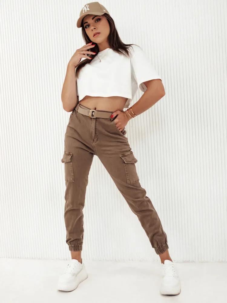 Spodnie Damskie|Jeansy Damskie>Dstreet Spodnie damskie COMFY STREET brązowe UY2116