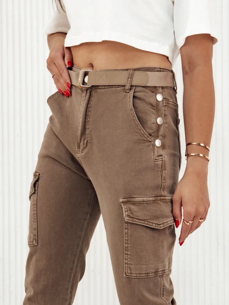 Spodnie Damskie|Jeansy Damskie>Dstreet Spodnie damskie COMFY STREET brązowe UY2116