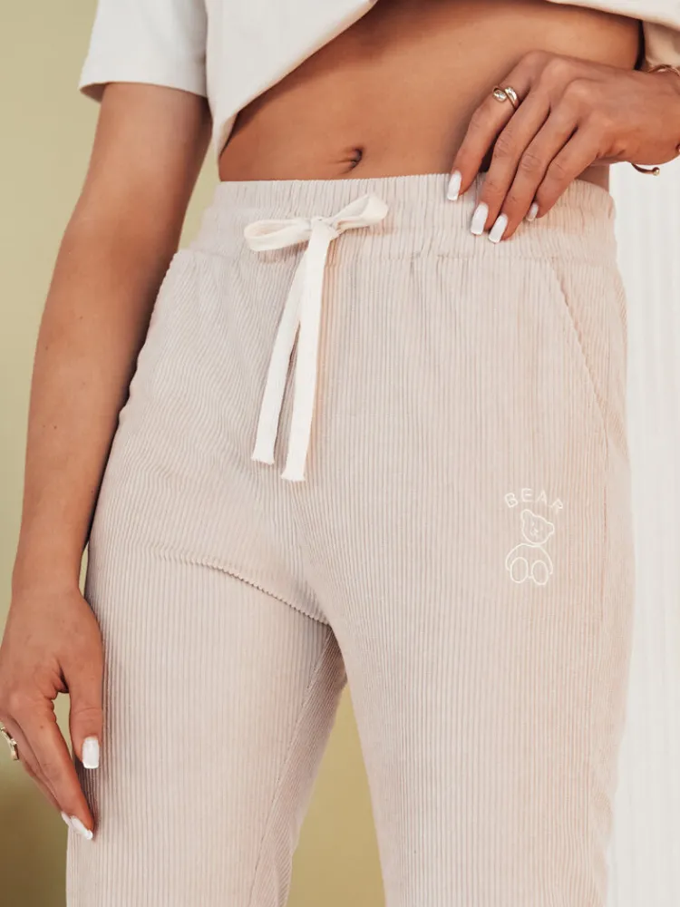 Spodnie Damskie>Dstreet Spodnie damskie dresowe BEAR beżowe UY2071