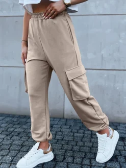 Spodnie Damskie>Dstreet Spodnie damskie dresowe BAGGY beżowe UY1607
