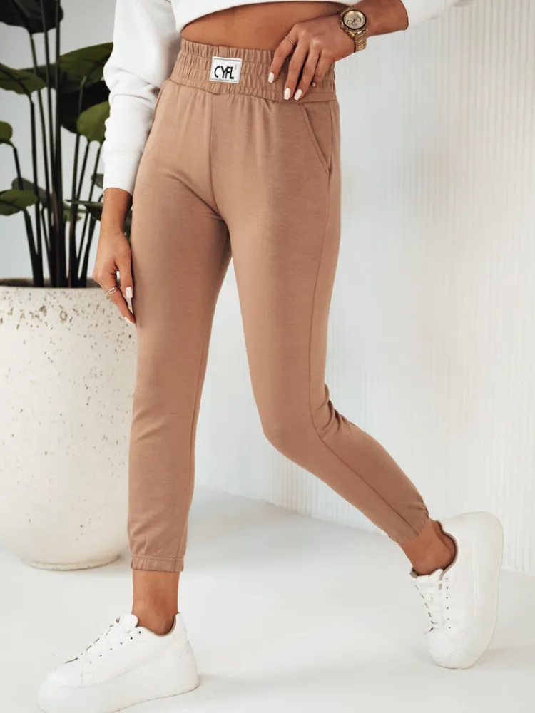 Spodnie Damskie>Dstreet Spodnie damskie dresowe CYFL kamelowe UY1806