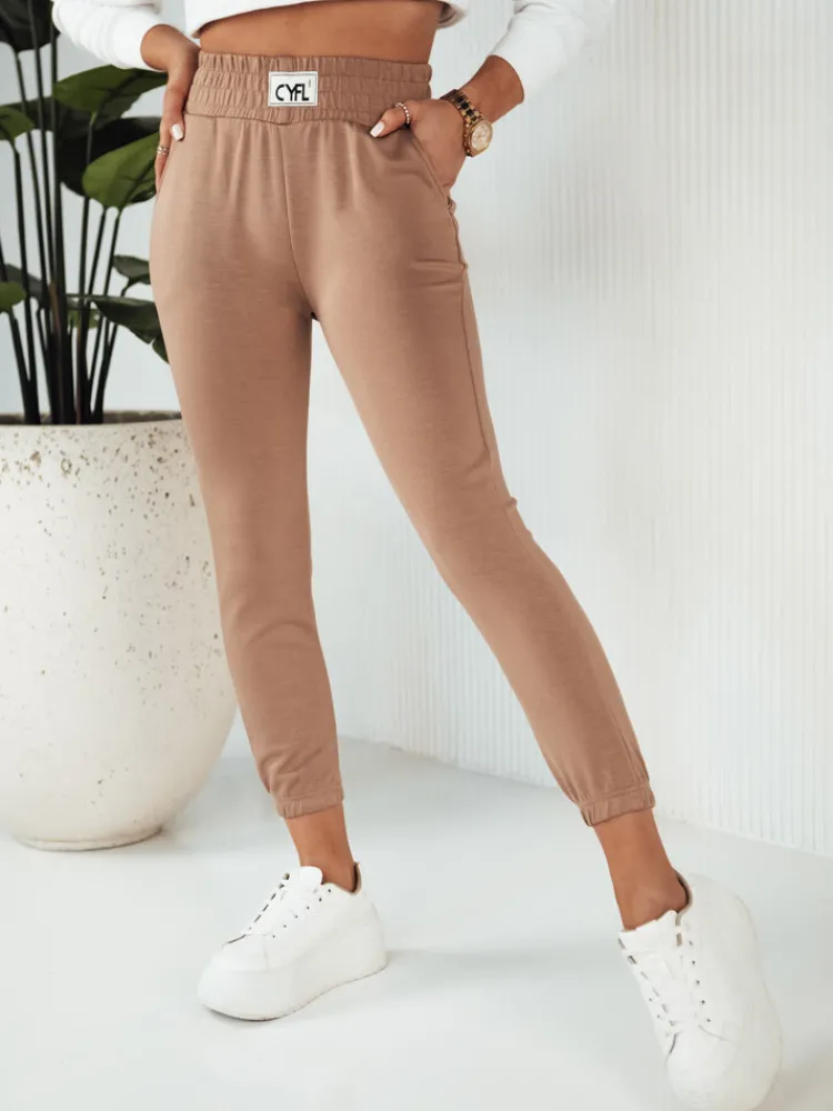 Spodnie Damskie>Dstreet Spodnie damskie dresowe CYFL kamelowe UY1806