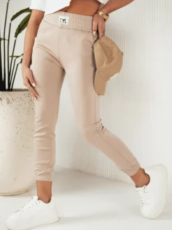 Spodnie Damskie>Dstreet Spodnie damskie dresowe CYFL beżowe UY1808