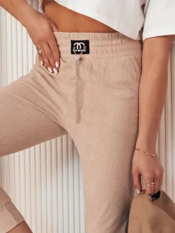 Spodnie Damskie>Dstreet Spodnie damskie dresowe DERCY beżowe UY2043