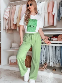 Spodnie Damskie>Dstreet Spodnie damskie dresowe DRESSANIK zielone UY2698
