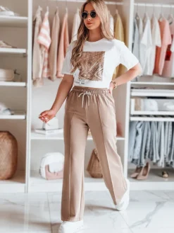 Spodnie Damskie>Dstreet Spodnie damskie dresowe DRESSANIK beżowe UY2701