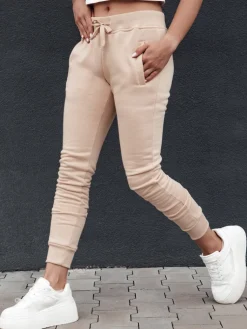 Spodnie Damskie>Dstreet Spodnie damskie dresowe FITS beżowe UY2144