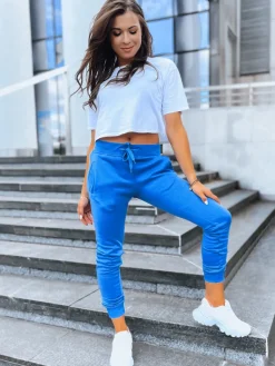 Spodnie Damskie>Dstreet Spodnie damskie dresowe FITS niebieskie UY0972