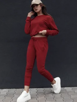 Spodnie Damskie>Dstreet Spodnie damskie dresowe FITS bordowe UY2304