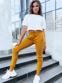 Spodnie Damskie>Dstreet Spodnie damskie dresowe FITS kamelowe UY0552