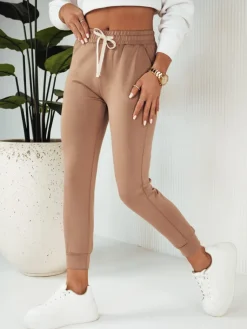 Spodnie Damskie>Dstreet Spodnie damskie dresowe MILA kamelowe UY1823