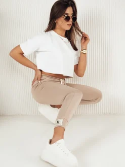 Spodnie Damskie>Dstreet Spodnie damskie dresowe MILA beżowe UY1824