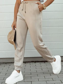 Spodnie Damskie>Dstreet Spodnie damskie dresowe SMILL beżowe UY2112