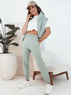 Spodnie Damskie>Dstreet Spodnie damskie dresowe SWAN oliwkowe UY2084