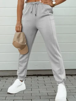 Spodnie Damskie>Dstreet Spodnie damskie dresowe SMILL szare UY2187