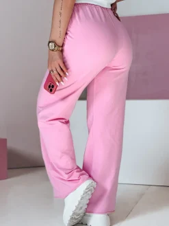 Spodnie Damskie>Dstreet Spodnie damskie dresowe wide leg DRESLINA różowe UY2691