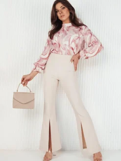 Wyjątkowe Okazje|Spodnie Damskie>Dstreet Spodnie damskie dzwony TISMY beżowe UY1895