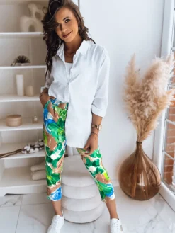 Spodnie Damskie>Dstreet Spodnie damskie FLOWER GARDEN zielone UY1482