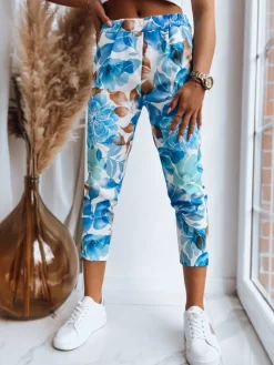 Spodnie Damskie>Dstreet Spodnie damskie FLOWER GARDEN błękitne UY1471