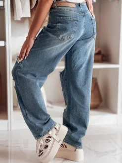 Spodnie Damskie|Jeansy Damskie>Dstreet Spodnie damskie jeansowe baggy z dziurami DEMARIP niebieskie UY2486