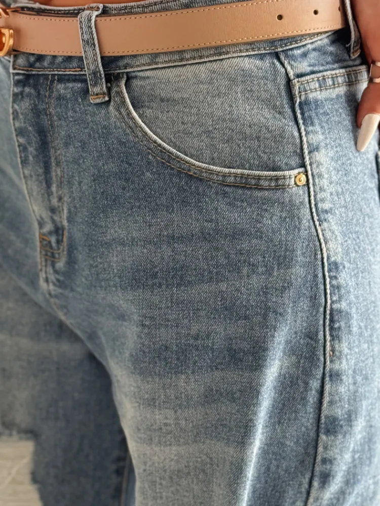 Spodnie Damskie|Jeansy Damskie>Dstreet Spodnie damskie jeansowe baggy z dziurami DEMARIP niebieskie UY2486