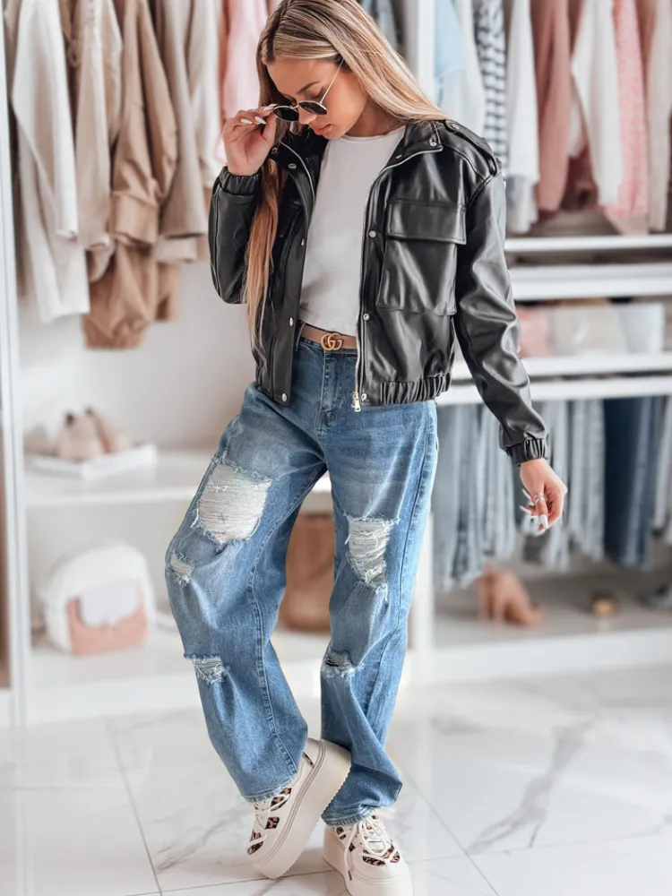 Spodnie Damskie|Jeansy Damskie>Dstreet Spodnie damskie jeansowe baggy z dziurami DEMARIP niebieskie UY2486