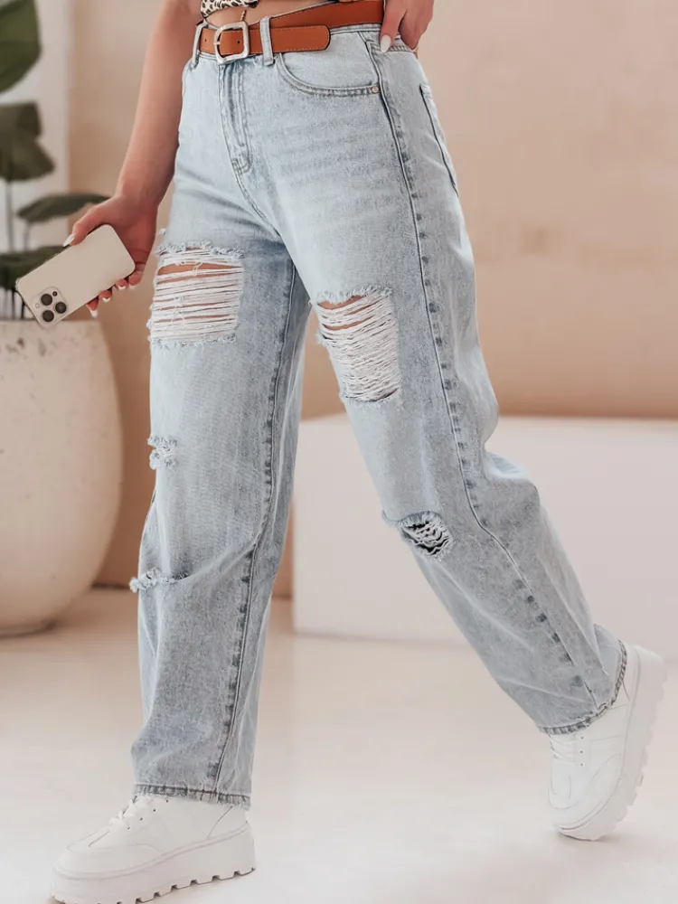 Spodnie Damskie|Jeansy Damskie>Dstreet Spodnie damskie jeansowe baggy z paskiem BAGGINOVA niebieskie UY2683