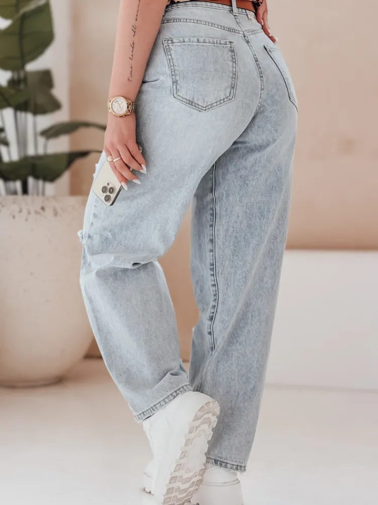 Spodnie Damskie|Jeansy Damskie>Dstreet Spodnie damskie jeansowe baggy z paskiem BAGGINOVA niebieskie UY2683