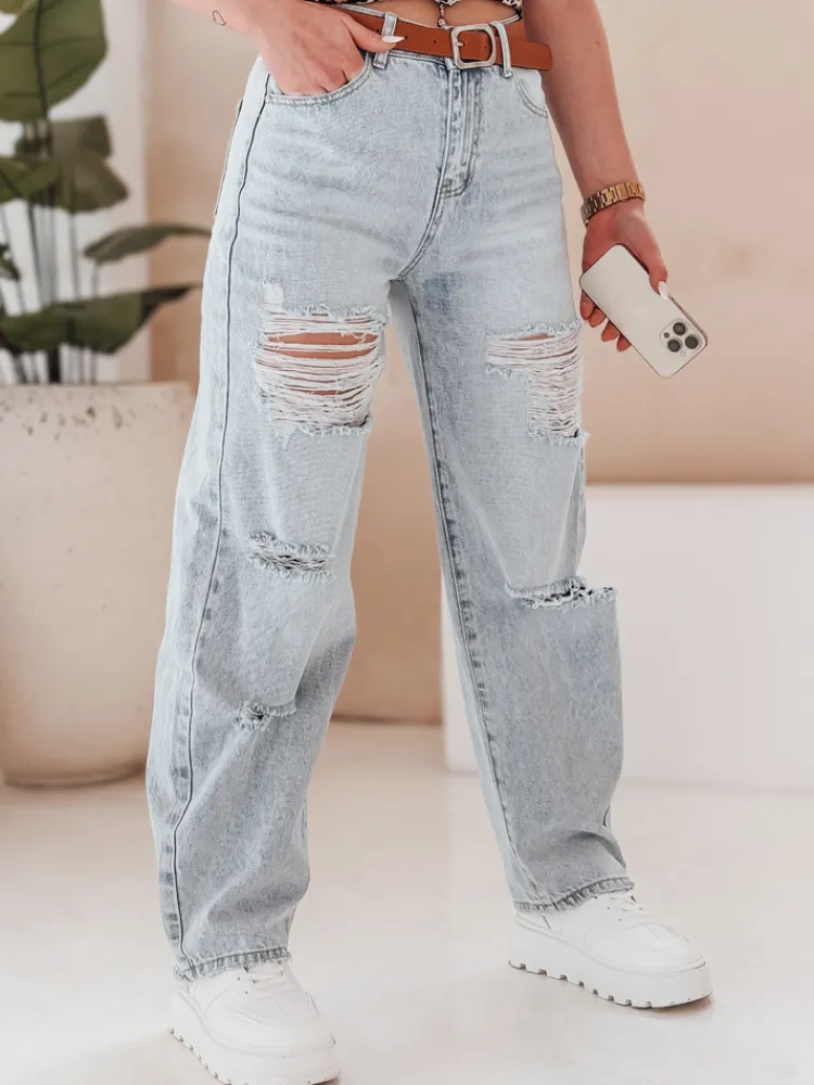 Spodnie Damskie|Jeansy Damskie>Dstreet Spodnie damskie jeansowe baggy z paskiem BAGGINOVA niebieskie UY2683