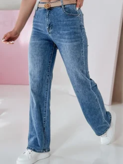 Jeansy Damskie|Spodnie Damskie>Dstreet Spodnie damskie jeansowe straight VELLISATE niebieskie UY2666