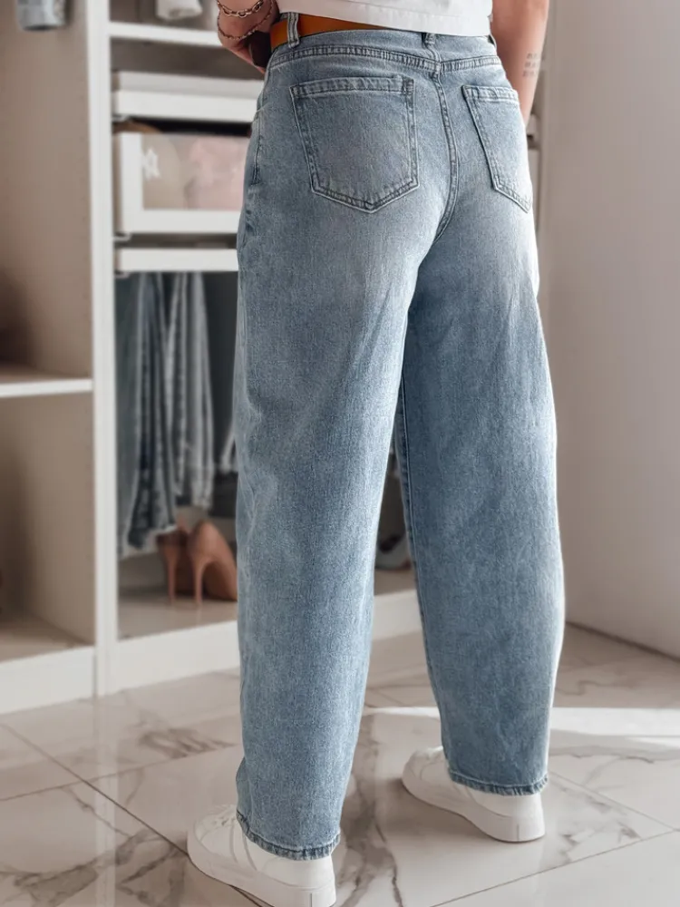 Spodnie Damskie|Jeansy Damskie>Dstreet Spodnie damskie jeansowe baggy z paskiem NEWFLOVER niebieskie UY2458