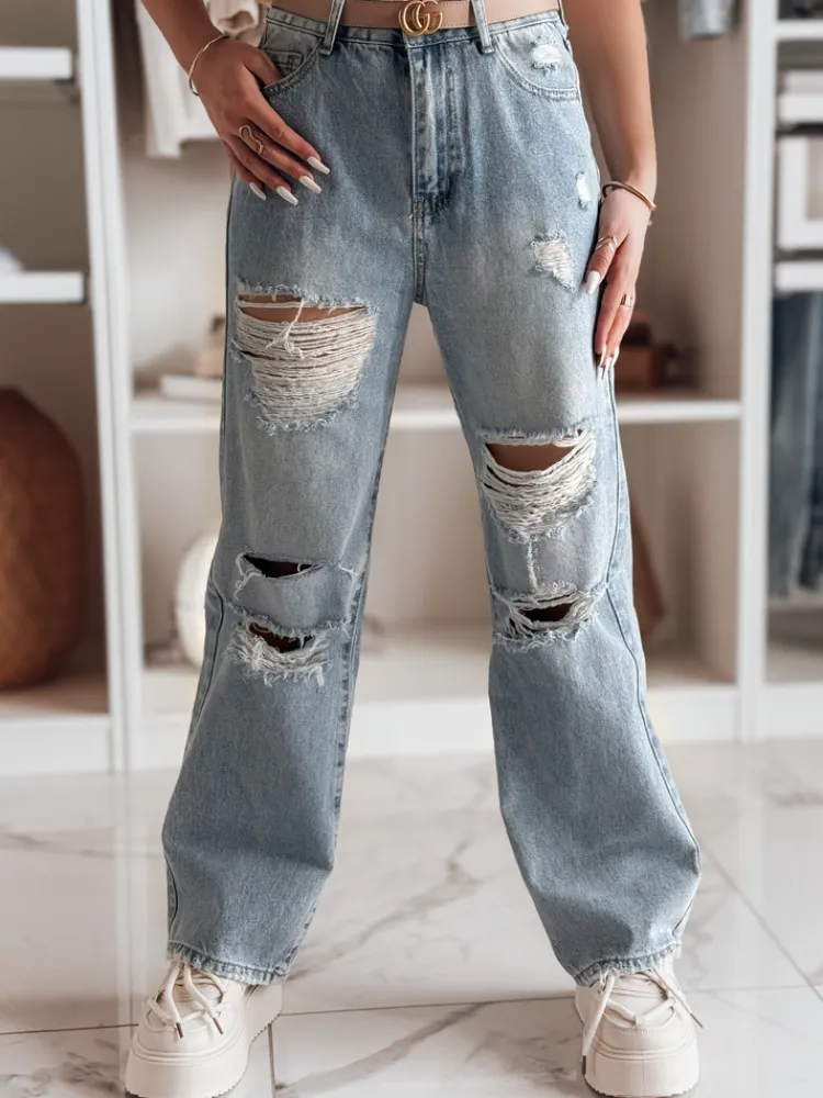 Spodnie Damskie|Jeansy Damskie>Dstreet Spodnie damskie jeansowe baggy z dziurami NOWISTA niebieskie UY2426