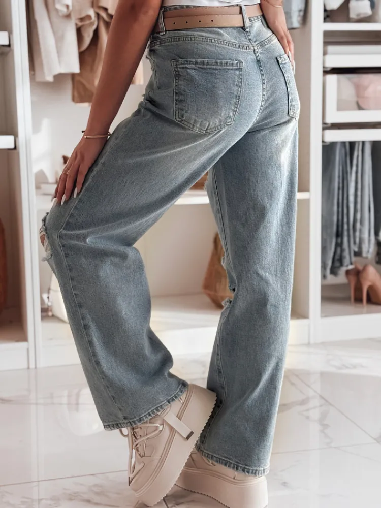 Spodnie Damskie|Jeansy Damskie>Dstreet Spodnie damskie jeansowe baggy z dziurami NOWISTA niebieskie UY2426