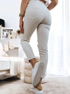 Jeansy Damskie|Spodnie Damskie>Dstreet Spodnie damskie jeansowe MAYO jasnobeżowe UY1378