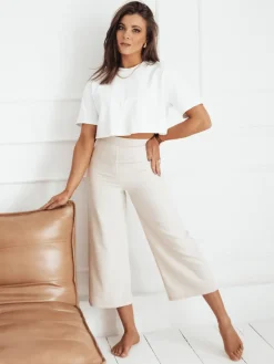 Spodnie Damskie>Dstreet Spodnie damskie kuloty PERTH jasnobeżowe UY1831