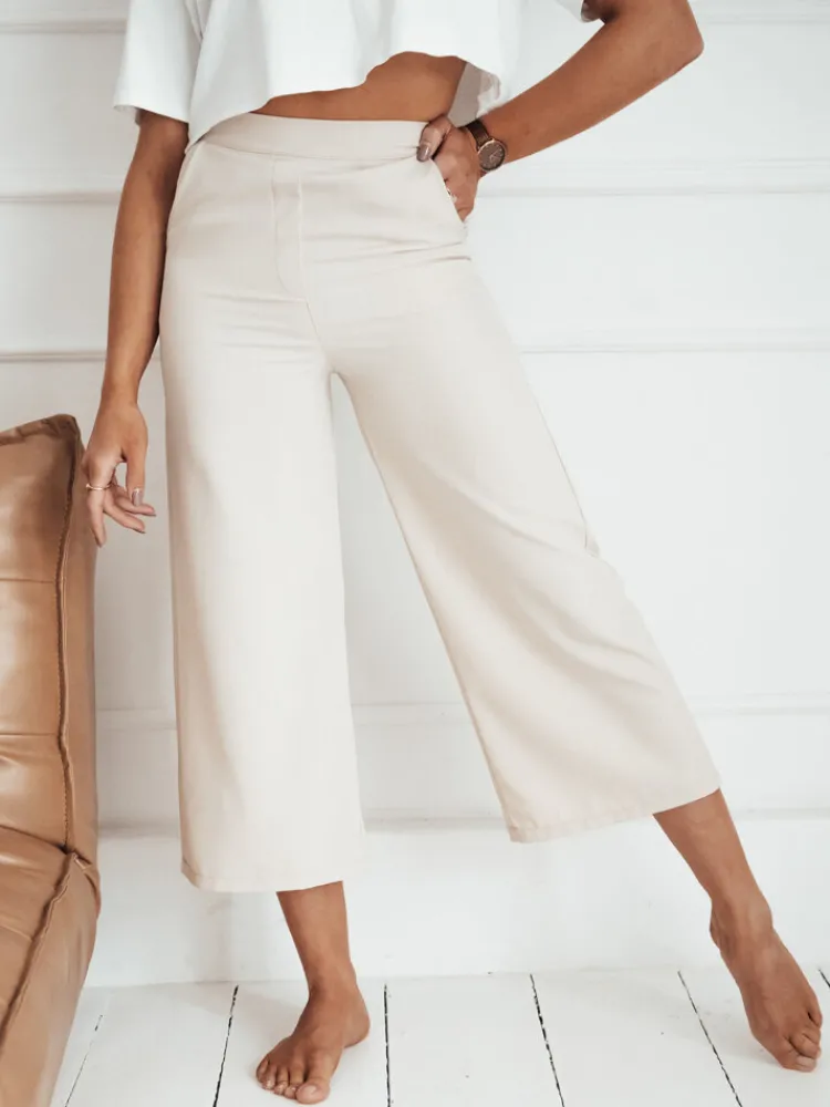 Spodnie Damskie>Dstreet Spodnie damskie kuloty PERTH jasnobeżowe UY1831