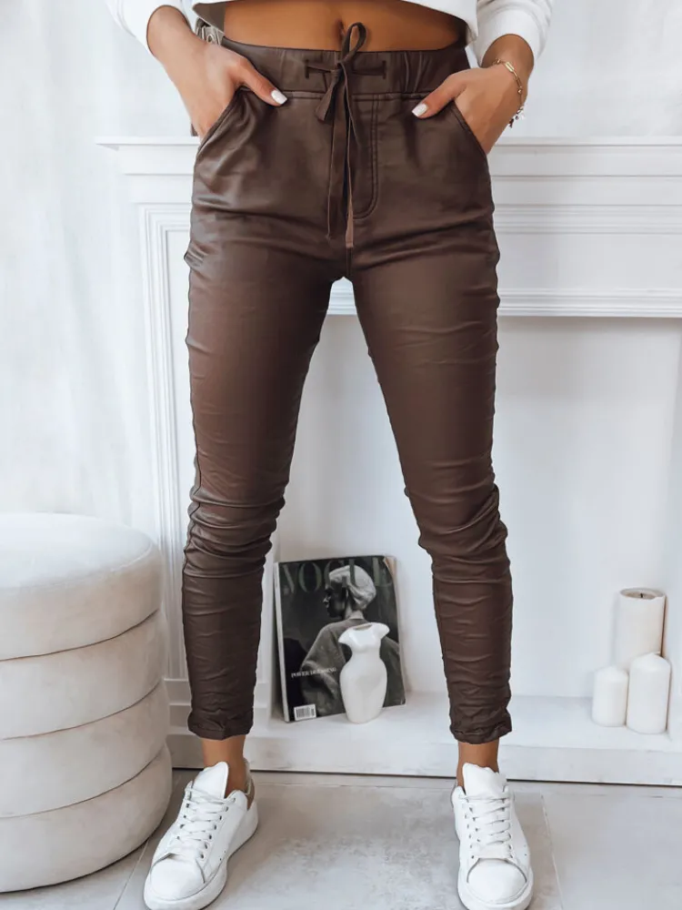 Spodnie Damskie>Dstreet Spodnie damskie LIZZY brązowe UY1782