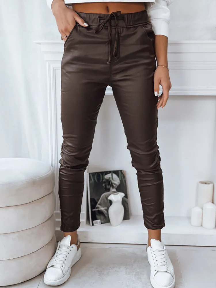 Spodnie Damskie>Dstreet Spodnie damskie LIZZY ciemnobrązowe UY1783