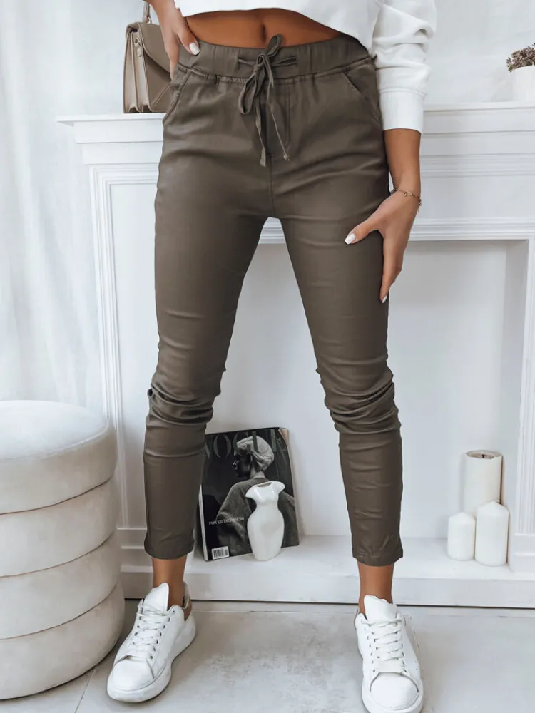 Spodnie Damskie>Dstreet Spodnie damskie LIZZY ciemnobeżowe UY1775