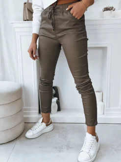 Spodnie Damskie>Dstreet Spodnie damskie LIZZY ciemnobeżowe UY1775