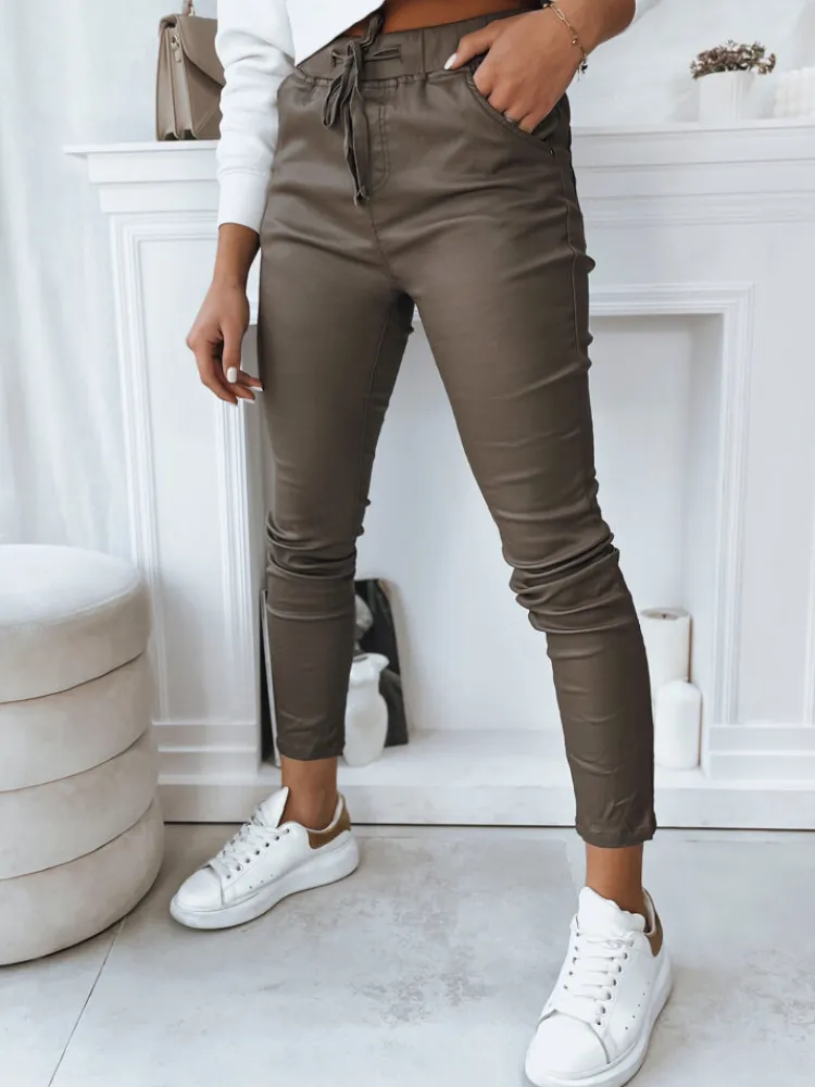 Spodnie Damskie>Dstreet Spodnie damskie LIZZY ciemnobeżowe UY1775