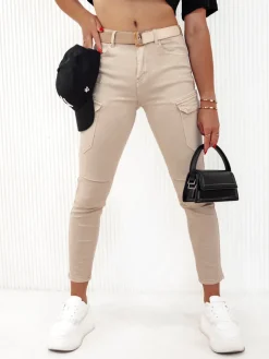 Spodnie Damskie>Dstreet Spodnie damskie LOVFASHION beżowe UY2115