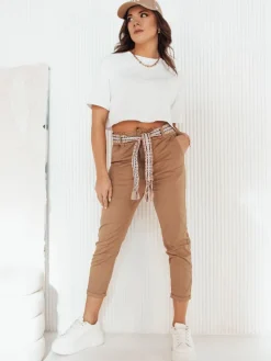 Spodnie Damskie>Dstreet Spodnie damskie MAFRA kamelowe UY1951