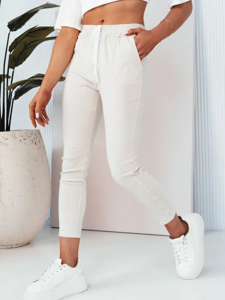 Spodnie Damskie>Dstreet Spodnie damskie MARINS w beżowo-białe paski UY2081